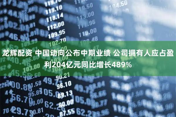 龙辉配资 中国动向公布中期业绩 公司拥有人应占盈利204亿元同比增长489%